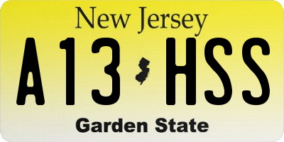 NJ license plate A13HSS