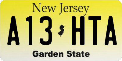 NJ license plate A13HTA