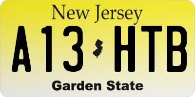 NJ license plate A13HTB