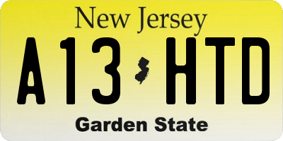 NJ license plate A13HTD