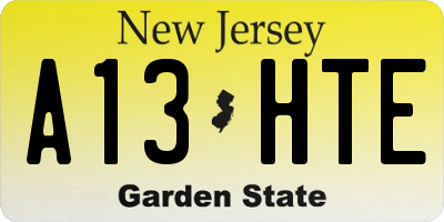 NJ license plate A13HTE