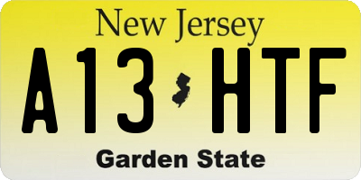 NJ license plate A13HTF