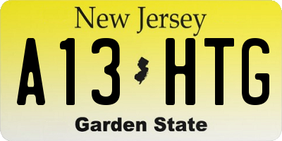 NJ license plate A13HTG