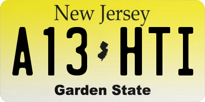 NJ license plate A13HTI