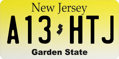 NJ license plate A13HTJ