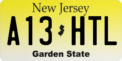 NJ license plate A13HTL