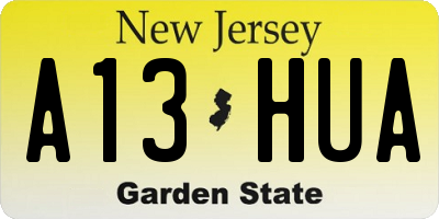 NJ license plate A13HUA