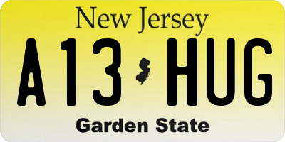 NJ license plate A13HUG