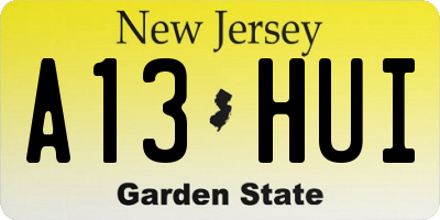 NJ license plate A13HUI