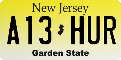 NJ license plate A13HUR