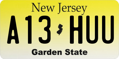 NJ license plate A13HUU