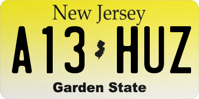 NJ license plate A13HUZ