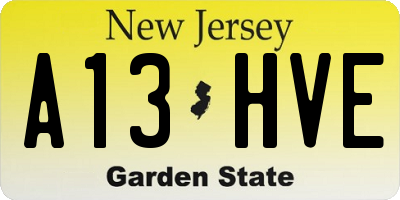 NJ license plate A13HVE