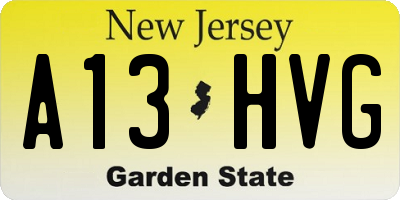 NJ license plate A13HVG