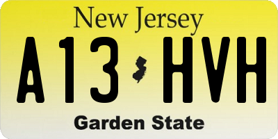 NJ license plate A13HVH