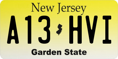 NJ license plate A13HVI