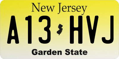 NJ license plate A13HVJ