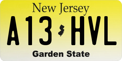 NJ license plate A13HVL