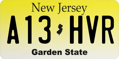 NJ license plate A13HVR
