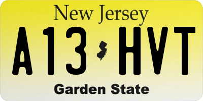 NJ license plate A13HVT