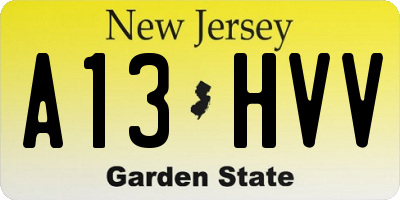 NJ license plate A13HVV