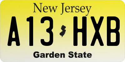 NJ license plate A13HXB