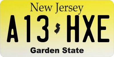 NJ license plate A13HXE