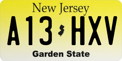 NJ license plate A13HXV