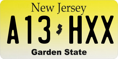 NJ license plate A13HXX