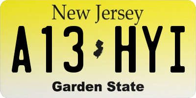 NJ license plate A13HYI