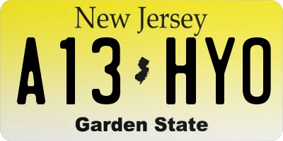 NJ license plate A13HYO