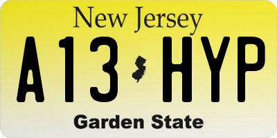 NJ license plate A13HYP
