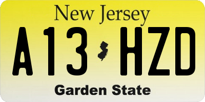 NJ license plate A13HZD