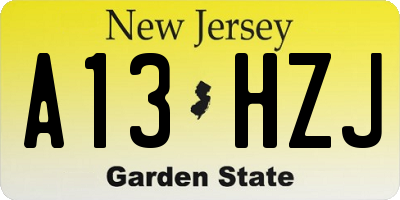 NJ license plate A13HZJ
