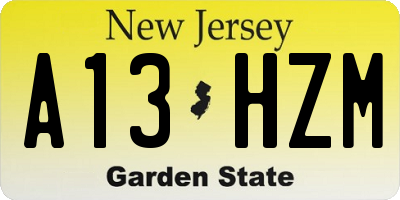 NJ license plate A13HZM