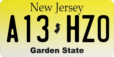 NJ license plate A13HZO