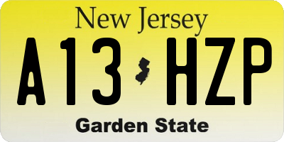 NJ license plate A13HZP