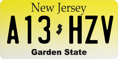 NJ license plate A13HZV