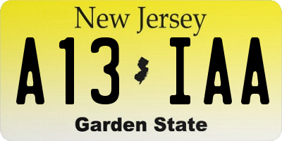NJ license plate A13IAA