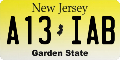 NJ license plate A13IAB