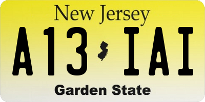 NJ license plate A13IAI