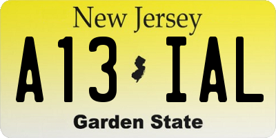 NJ license plate A13IAL