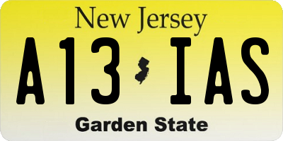 NJ license plate A13IAS
