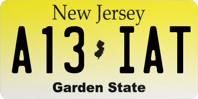 NJ license plate A13IAT