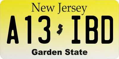 NJ license plate A13IBD