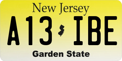 NJ license plate A13IBE