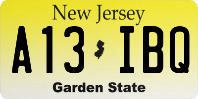 NJ license plate A13IBQ
