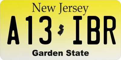 NJ license plate A13IBR