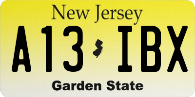 NJ license plate A13IBX