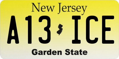 NJ license plate A13ICE